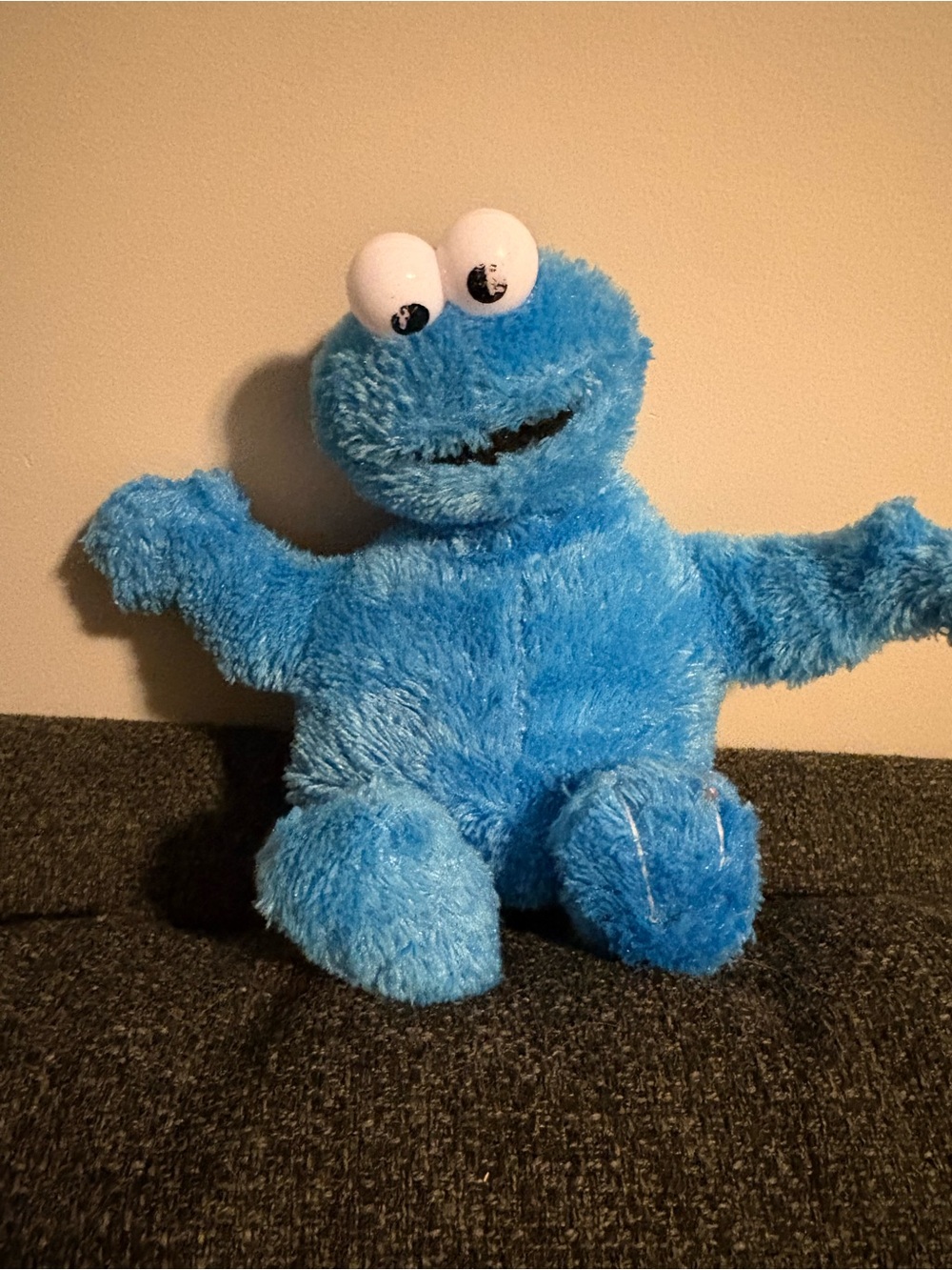 Blue Plush Cookie Monster Style Kids Toy - Soft Plush Character